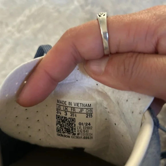 Adidas Gazelle Suede Blue w/Pink & White Stripes Sneakers - Picture 13 of 16